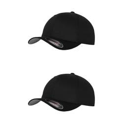 GIDUTEX Flexfit Unisex Wooly Combed Cap 2er Pack inkl. Schlüsselband Baseball Cap Basecap by (DE/NL/SE/PL, Alphanumerisch, L, XL, Black) von GIDUTEX