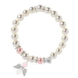 GIFT4U Schutzengel Armband Mädchen Armband mit Buchstaben Perlen Armbänder Kommunion Geschenke für Mädchen Frauen W von GIFT4U