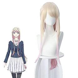 GIGBIRD- Fujito Chiyuki Cosplay Frau lang gelb Gradienten Licht Rosa Perücke Cosplay Anime Cosplay 80cm Perücke Wärmebeständige synthetische Perücken[Farbe:gelb Gradienten] von GIGBIRD