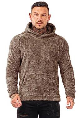 GINGTTO Herren Sherpa Hoodie Flauschiges Kapuzen-Sweatshirt Fleece Fuzzy Plüsch Kängurutasche Winterpullover Oberbekleidung Braun L von GINGTTO