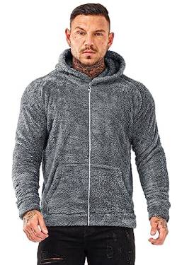 GINGTTO Mens Fuzzy Hoodies Full Zip Up Mode Fluffy Pullover Hooded Sweatshirts Für Männer Grau XXL von GINGTTO