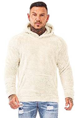 GINGTTO Weißer Sherpa-Pullover-Hoodie für Herren, gemütlicher Fuzzy-Hoodie für Herren M von GINGTTO