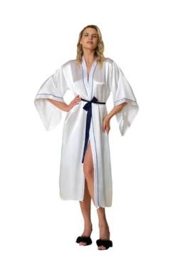 GIONA Kimono Robe lang Brautjungfer Brautdusche Damen Geschenk (DE/NL/SE/PL, Alphanumerisch, M, Regular, Tall, White) von GIONA