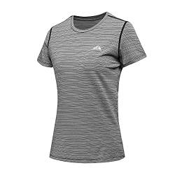 GITVIENAR Laufshirt Damen Kurzarm Sportshirt, Atmungsaktives Sportbekleidung Set Damen Funktionsshirt Rundhals Sport T-Shirt Trainingsshirt Sommer Yoga Oberteil, 1er Pack (Grau, M) von GITVIENAR