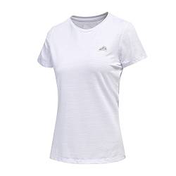 GITVIENAR Laufshirt Damen Kurzarm Sportshirt, Atmungsaktives Sportbekleidung Set Damen Funktionsshirt Rundhals Sport T-Shirt Trainingsshirt Sommer Yoga Oberteil, 1er Pack (Weiß, XL) von GITVIENAR