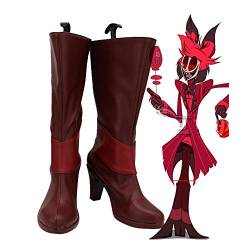 Hazbin Cosplay Hotel Alastor Cosplay Stiefel Lederschuhe mit hohen Absätzen Alastor Rote Stiefel Sonderanfertigung 39 Damengröße von GJBXP