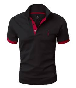 GLESTORE Kurzarm Poloshirt Herren T Shirt Männer Hemd Herren T-Shirt Sommer Polo Shirt Schwarz M von GLESTORE