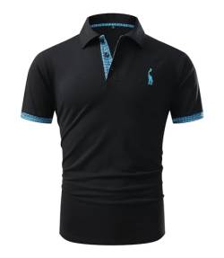 GLESTORE Poloshirt Herren T Shirt Männer Hemd Herren Kurzarm T-Shirt Sommer Golf Polo Shirt Schwarz&Gestreift M von GLESTORE