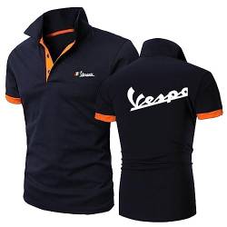 Herren-Poloshirts Leichtes Radtrikot Für Servizio Vespa-Aufdruck T-Shirt Kragen Halbe Ärmel Golf Kurzärmeliges T-Shirt Oberteil Kleidung Rennanzug-Navy Blue+Orange||3XL von GLLUSA