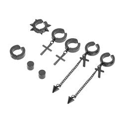 GLSTOY 5 Paare Ohrring-Set Cross-Dangle-Ohrmanschette Ohrringe für Frauen clipsohrringe clip earrings Männer Ohrringe Schwarze Kreuzohrringe Ohrclips für Männer Damen Ohrringe Metall von GLSTOY