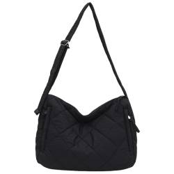 GMBYLBY Modische Lingge Crossbody-Tasche für Damen, große Kapazität, Umhängetasche, Down, Kuriertasche, Schultasche, Einkaufstasche, Schwarz von GMBYLBY