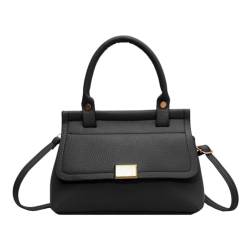 GMBYLBY Taschen Vintage Handtasche Schultertasche für Mädchen und Frauen, vielseitige Tasche, Leder, Crossbody-Tasche, einfarbige Tasche, Schwarz von GMBYLBY