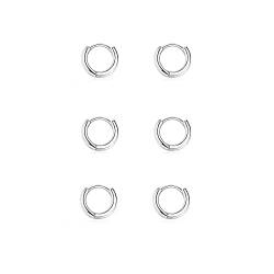 Creolen Silber 925 Klein Ohrringe Set für Damen Mädchen, 3 Paar Helix Piercings Silber Ohrringe für Damen Herren Ohrringe Nase Lippenringe 6mm von GMEDRIDAS