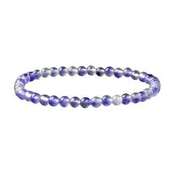 GMVVAC Armband Herren Perlen, Armbänder Aus Natürlichem Edelsteinkristall, Violetter Fluorit, Modisches Mala-Meditationsperlenarmband, Glücksbringer, Stretch-Armband Für Frauen Und Männer von GMVVAC