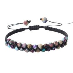 GMVVAC Naturstein Armband Damen, Armbänder Aus Natursteinkristall, Violetter Achat, Doppellagig, Modisches Meditationsarmband, Verstellbare Geflochtene Armbänder Für Frauen Und Männer von GMVVAC