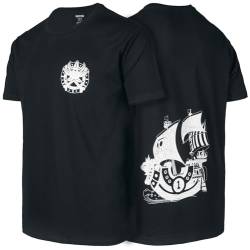 Thousand Sunny Pirate Ship Piratenschiff Grand Ship One Piece Monkey D Luffy Japanisches Anime T-Shirt aus 100% Baumwolle für Herren und Damen(Schwarz,XXL) von GMYG