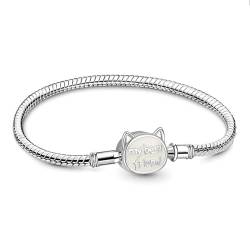 GNOCE Armband my best Friend Haustier Basic Schlangenkette Armband 925 Sterling Silber Schmuck Geschenk für Frauen Tochter Fit Alle Charms Anhänger (18) von GNOCE