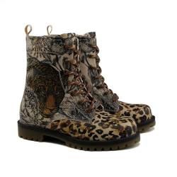 GOBY Long Boots - Handgefertigte Vegane Damenstiefel mit Print - Bequem - Langlebig - Multicolor Finish - Outdoor-Beständigkeit Mode-Booties Tiger Jungle von GOBY