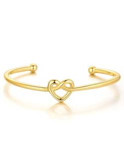 GoldChic Damen Armbänder Kupfer 16cm-19cm Liebesknoten Armband Frauen Mädchen Öffnen Verstellbare Freundschaft Liebe Armreif Gold Modeschmuck Geschenke für Geburtstag Weihnachten von GOLDCHIC JEWELRY