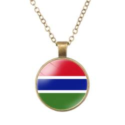 GONMFKM Modische Charm-Halskette Mit Nationalflagge Von Gambia – Emblem, Glas-Cabochon-Anhänger, Pullover-Kette, Patriotisches Geschenk, Accessoires, Souvenir, Patriotischer Schmuck Für Damen Und He von GONMFKM