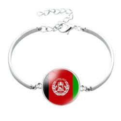 GONMFKM Modisches Armband Mit Afghanistan-Flagge – Asiatische Länder, Kulturelement, Glaskuppel, Cabochon-Handkette, Armband, Verstellbarer Armreif, Schmuck, Geschenkzubehör Für Männer Und Frauen, W von GONMFKM