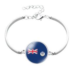 GONMFKM Modisches Armband Mit Flagge Der Falklandinseln – Südamerikanische Länder, Modischer Glas-Cabochon-Knopf-Armreif, Unisex, Verstellbare Manschette, Armband Für Damen Und Herren, Party-Schmuck von GONMFKM