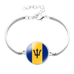 GONMFKM Modisches Barbados-Flaggen-Armband – Glaskuppel-Cabochon-Charm-Knopf-Armreif, Nordamerika-Flaggen-Armband, Verstellbares Armband, Souvenir, Geschenk, Accessoires Für Männer Und Frauen, Weiß, von GONMFKM