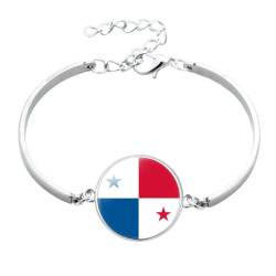 GONMFKM Modisches Panama-Nationalflaggen-Armband – Nordamerika-Land, Verstellbare Kette, Glaskuppel, Cabochon-Charm-Armreif, Ornament-Armband, Schmuck, Geschenk-Accessoires Für Männer Und Frauen, We von GONMFKM