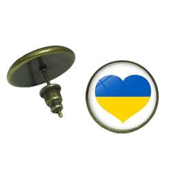 Modische Persönlichkeit, Ukraine-Flagge, Ohrstecker, Retro-Glas-Cabochon-Herz-Anhänger, Baumelnde Ohrringe, Modische Gedenk-Ohrringe, Schmuck, Geschenke Für Frauen, Modische Ohrringe, Einhei von GONMFKM