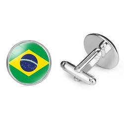 Persönlichkeit Brasilien Nationalflagge Manschettenknöpfe Für Männer Südamerika Länder Rund Charm Anzug Hemd Manschettenknöpfe, Knöpfe Party Hochzeit Zubehör Schmuck Geschenk, Weiß, Lang: 1, von GONMFKM