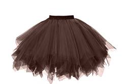 GOOBGS Damen 50er Ballettrock Multi-SchichtenVintage Ballet Blase Firt Tulle Petticoat Puffy Tutu Braun X-Large 1 von GOOBGS