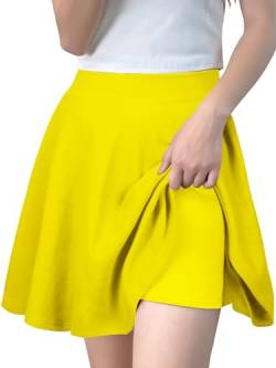 GOOBGS Women's Casual Versatile Mini Skater Stretchy Skirt with Shorts Yellow X-Large von GOOBGS