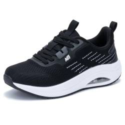 GOOBON Walkingschuhe Damen Arch Support Orthopädische Plantarfasziitis Laufschuhe Komfortabel Atmungsaktiv Sportschuhe mit Luftpolster für Plattfüße Lindert Fußkater Schwarz Weiß Size 41 EU von GOOBON