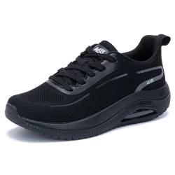 GOOBON Walkingschuhe Damen Arch Support Orthopädische Schuhe Plantarfasziitis Laufschuhe Komfortabel Atmungsaktiv Sportschuhe mit Luftpolster für Plattfüße Lindert Fußkater Schwarz 41 EU von GOOBON