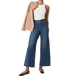 GOPROLY Bauchkontrolle, bauchfreie Jeans mit weitem Bein, Damen, hohe Taille, lässig, Denim, Stretch, ausgestellte Hose, weites Bein, Black Extended, L von GOPROLY