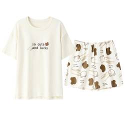 GOSO 2pcs Sommer Pyjamas Set für Mädchen Baumwolle kurze Ärmel Shorts gedruckt lässig niedlich Sleepwear Tops & Hosen Pyjamas Set für Teenager-Mädchen von GOSO