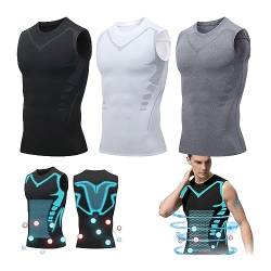 Ionic Shaping Weste, Fitnessweste Männer Brust Gynäkomastie Kompressionsoberteil, Bequeme und Atmungsaktive Eisseidenweste für Männer Zum Aufbau Eines Perfekten Körpers ( Color : C-black+white+gray , von GOZYLA