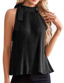 GRACE KARIN Damen Ärmellose Bluse Neckholder Top Leichte Lässige CamißTop Einfaribge Sommer Oberteile Sommer Party Schwarz M von GRACE KARIN