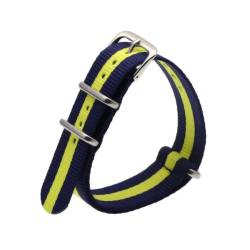 16–22 mm Nylon-Uhrenarmband, wasserdichtes Uhrenarmband, geeignet für Nylon-Sportuhren,Blau Gelb Blau,20mm von GREB