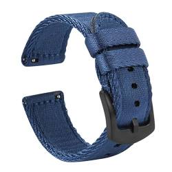 GREB Glattes Nylon-Uhrenarmband, 18 mm, 20 mm, 22 mm, geflochtenes Nylon-Sicherheitsarmband mit Schnellverschluss-Ersatzarmband,Blau 2,20mm von GREB