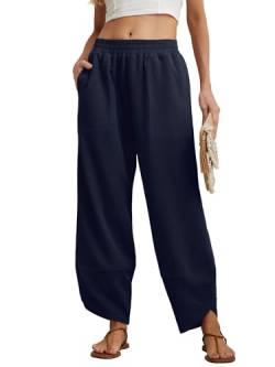 GRECERELLE Jogginghose Damen Lässig Sporthose Sweatpants Freizeithose mit Taschen (02 Marineblau, M) von GRECERELLE