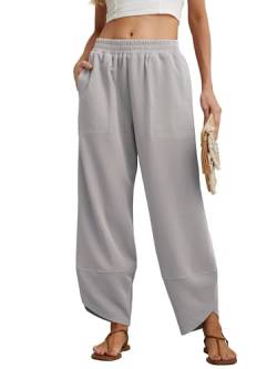 GRECERELLE Jogginghose Damen Lässig Sporthose Sweatpants Freizeithose mit Taschen (04 Hell Grau, L) von GRECERELLE