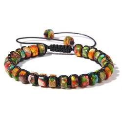 GRFFZX Boho-Armband, Boho-Naturstein-Armbänder für Frauen, Boho-Türkis-Perlenarmband, handgeflochtene Stretch-Armbänder, Schmuckgeschenke für Frauen (I) von GRFFZX