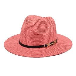 Fedora Trilby Filzhut Hut Strohhut Mit Großer Krempe Panama Herren Jazzhut Weicher Fedora-Hut Damen Strandreise Sonnenhut M (56-58Cm) Rosa von GRFIT