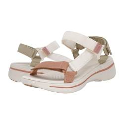 GRITION Damen Sommer Wandersandalen Verstellbare Klettverschluss Flache Wandersandalen Bequeme Offene Zehensandalen,Leichte Sport Sandalen,Strandschuhe Mehrfarbig（38EU/Beigefarben） von GRITION