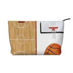 GSGCSBYMLG Basketballplatz-Rückwand, bedruckt, Kord, Make-up-Tasche, Reise-Kulturbeutel, Reise-Organizer-Tasche, Schwarz , Einheitsgröße von GSGCSBYMLG