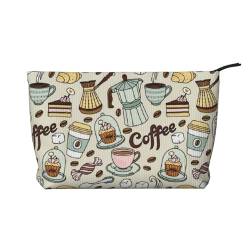 GSGCSBYMLG Make-up-Tasche aus Cord mit Aufdruck "Coffee and Sweets", mit Zucker-Schokolade-Aufdruck, Reise-Kulturbeutel, Reise-Organizer-Tasche, Schwarz , Einheitsgröße von GSGCSBYMLG