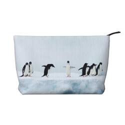 GSGCSBYMLG Make-up-Tasche aus Kordsamt mit Pinguine auf dem Eisberg, bedruckt, Reise-Kulturbeutel, Reise-Organizer-Tasche, Schwarz , Einheitsgröße von GSGCSBYMLG