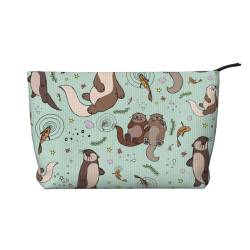 GSGCSBYMLG Otters Make-up-Tasche aus bedrucktem Kord, Reise-Kulturbeutel, Reise-Organizer, Schwarz , Einheitsgröße von GSGCSBYMLG