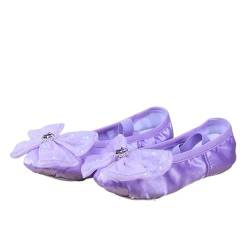 Ballettschuhe Ballerinas Schuhe Schleife Herz Diamant Bequeme Linie Tanzschuhe Ballerinas Schuhe Tanzschuhe für Frauen Mädchen Mesh Flache Schuhe, violett, 34 EU von GSJNHY